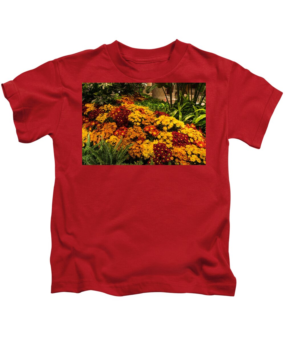 Georgia Mizuleva Kids T-Shirt featuring the photograph The Richness of Autumn - an Exuberant Display of Chrysanthemums by Georgia Mizuleva