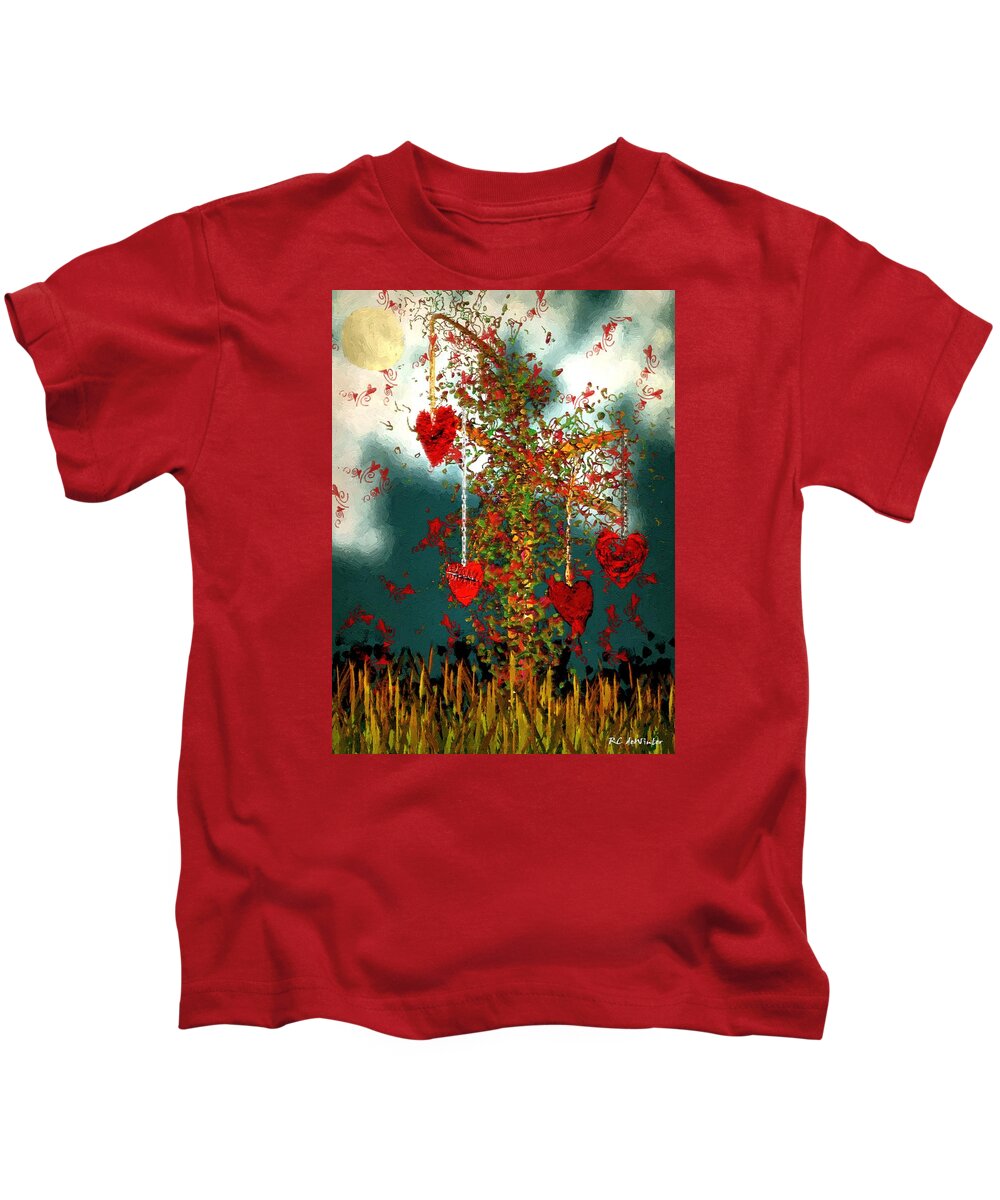 Hearts Kids T-Shirt featuring the painting The Tree of Hearts by RC DeWinter