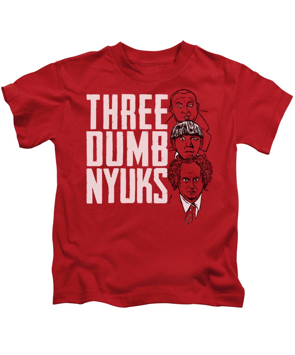 The Three Stooges Kids T-Shirt featuring the digital art Three Stooges - Three Dumb Nyuks by Brand A