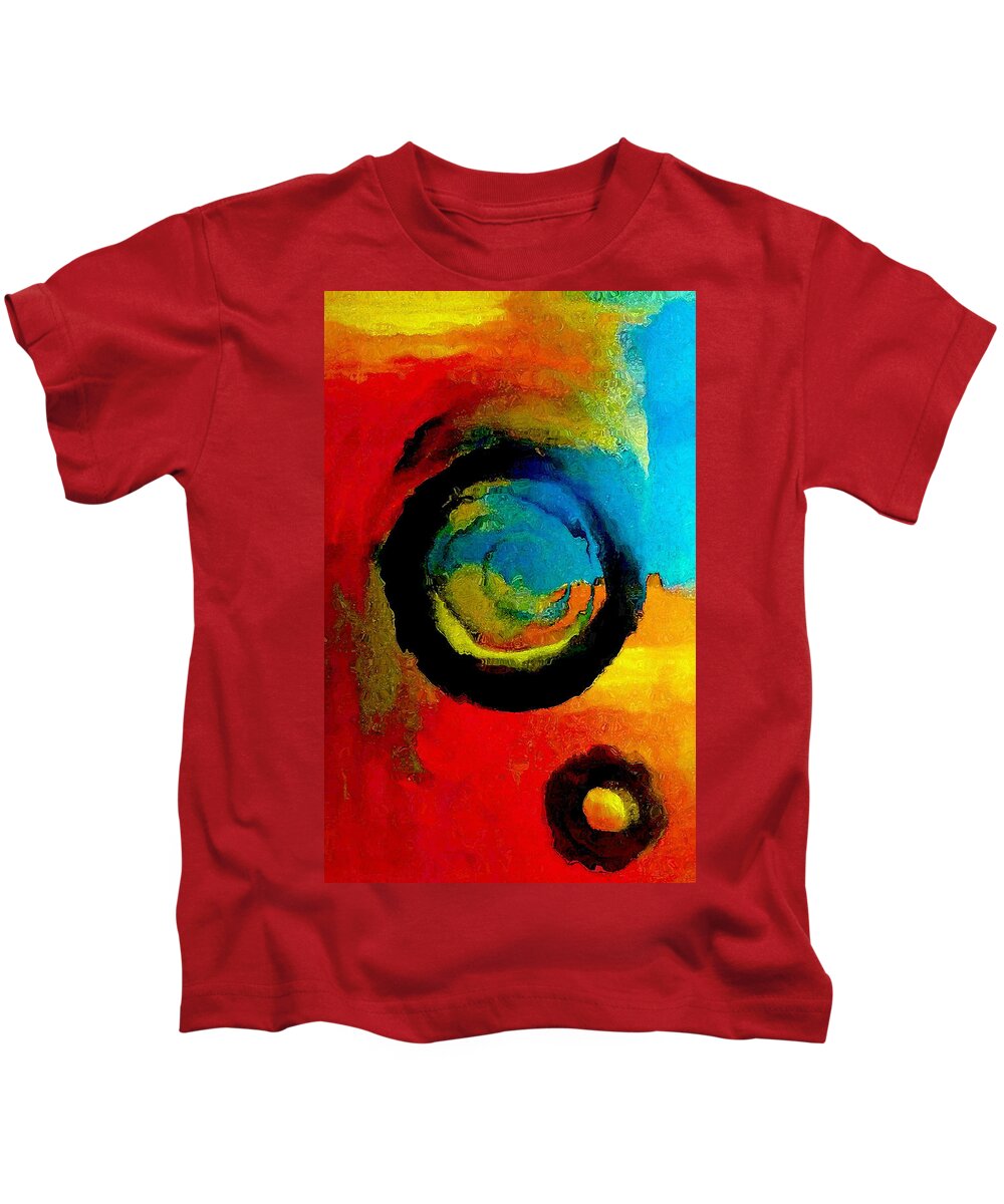Blue Kids T-Shirt featuring the painting Touring A Parallel Universe by Lisa Kaiser