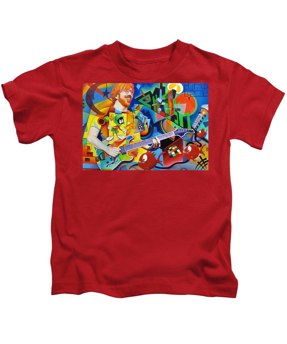 Trey Anastasio Kids T-Shirt featuring the painting Trey Kandinsky by Joshua Morton