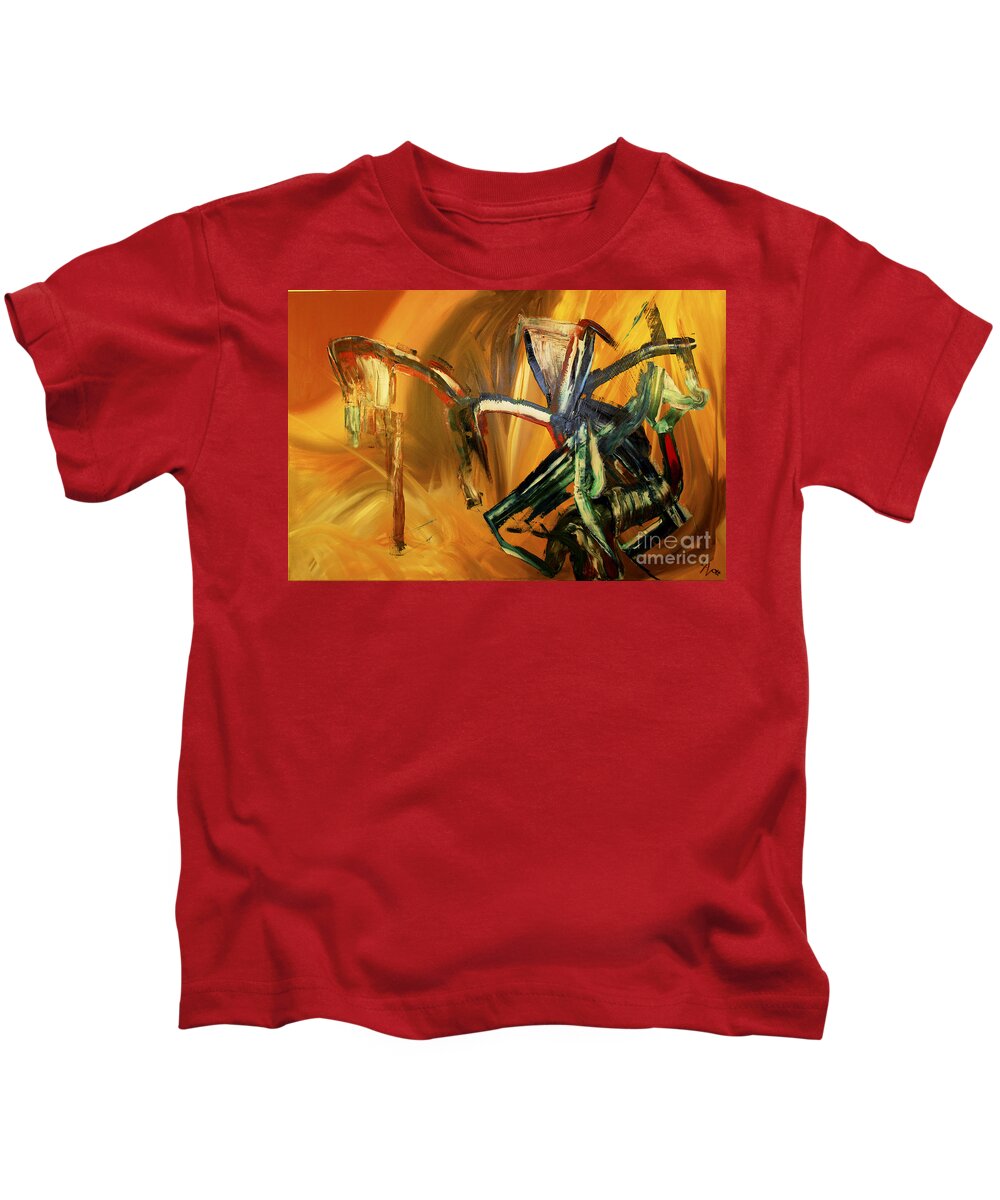 Undergrowth Kids T-Shirt featuring the painting Undergrowth Disturbed by James Lavott