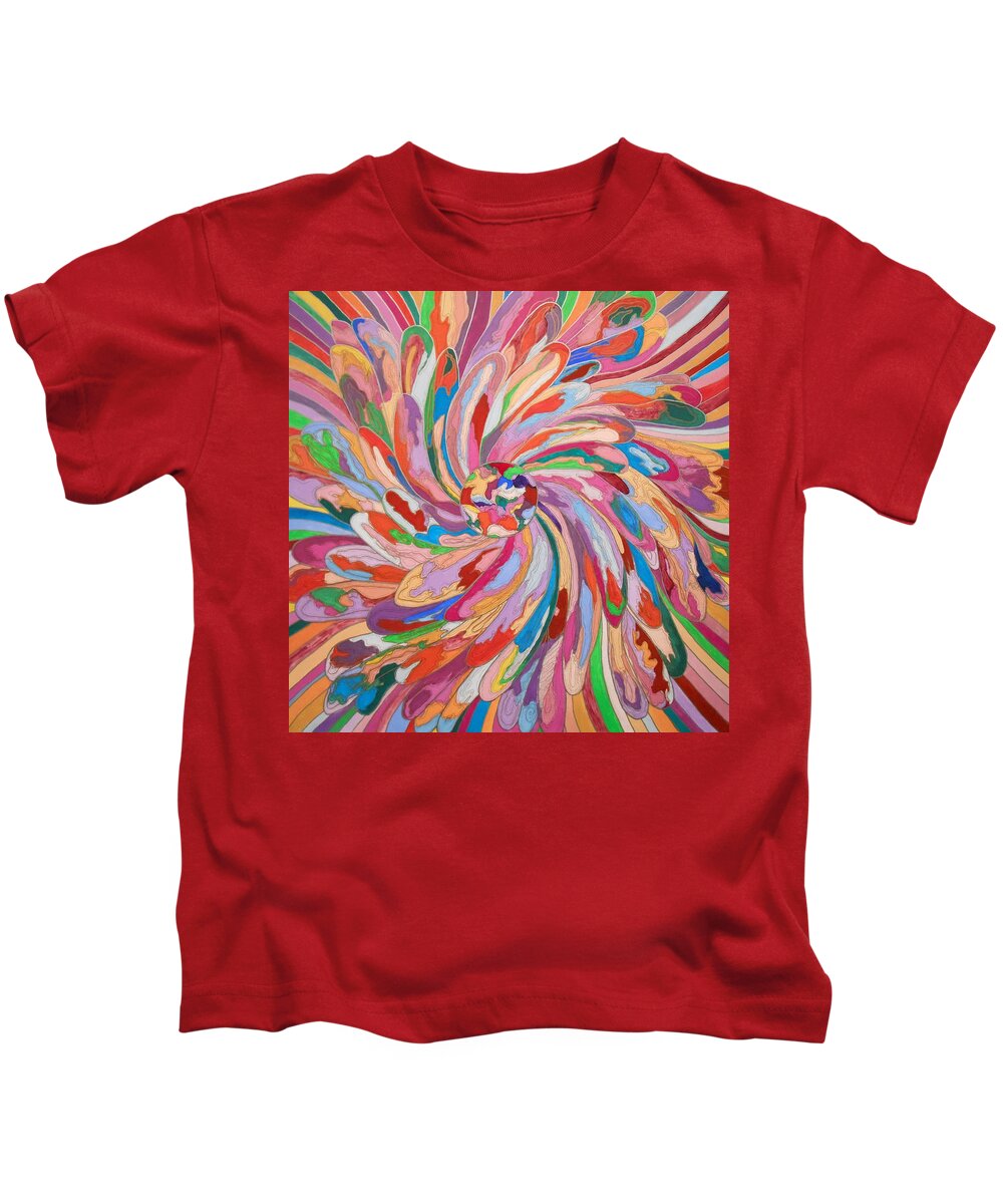 Abstract Kids T-Shirt featuring the painting Unfolding Melody by Mtnwoman Silver