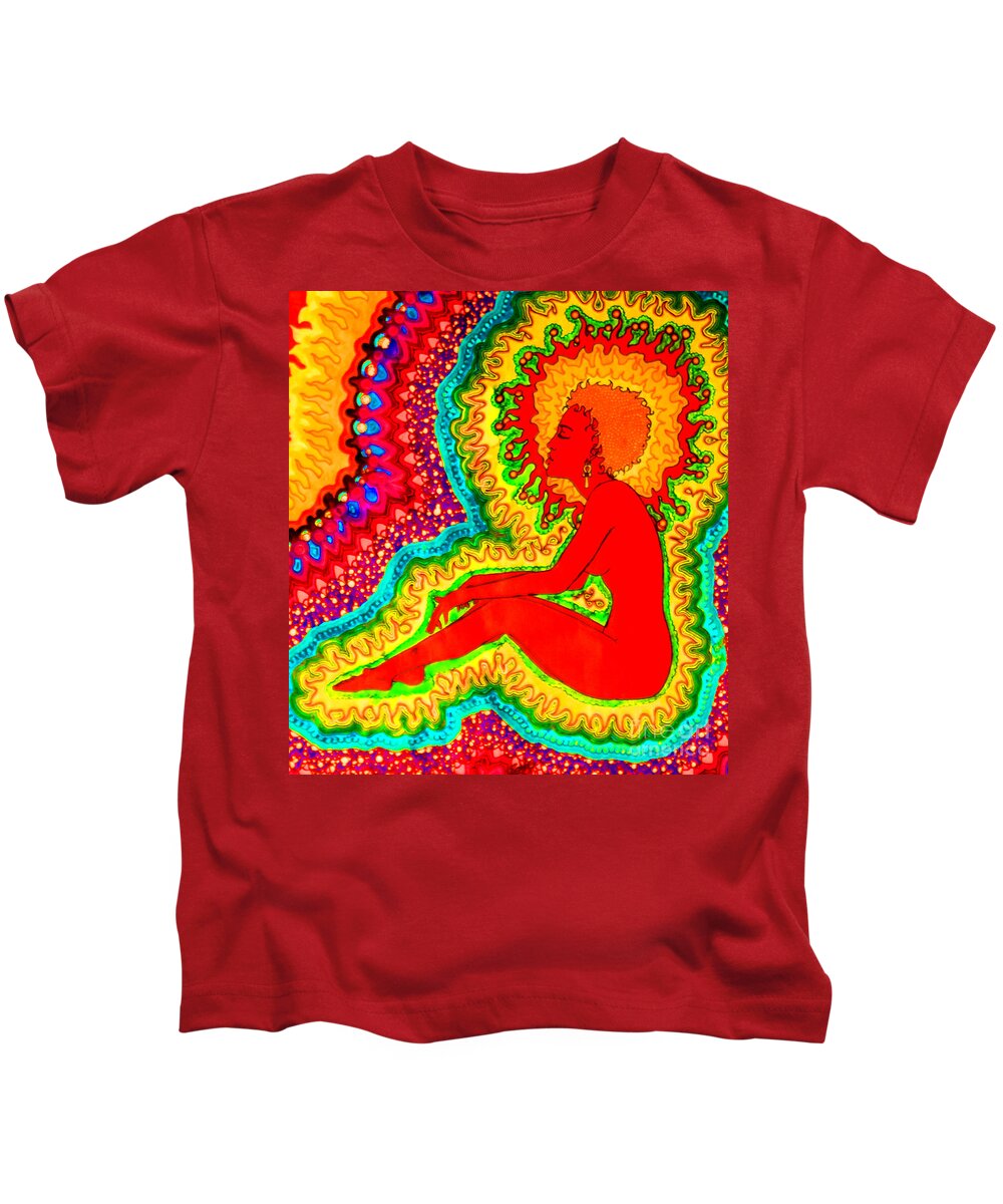 Vibrant Kids T-Shirt featuring the drawing Vibrant 2 by Baruska A Michalcikova