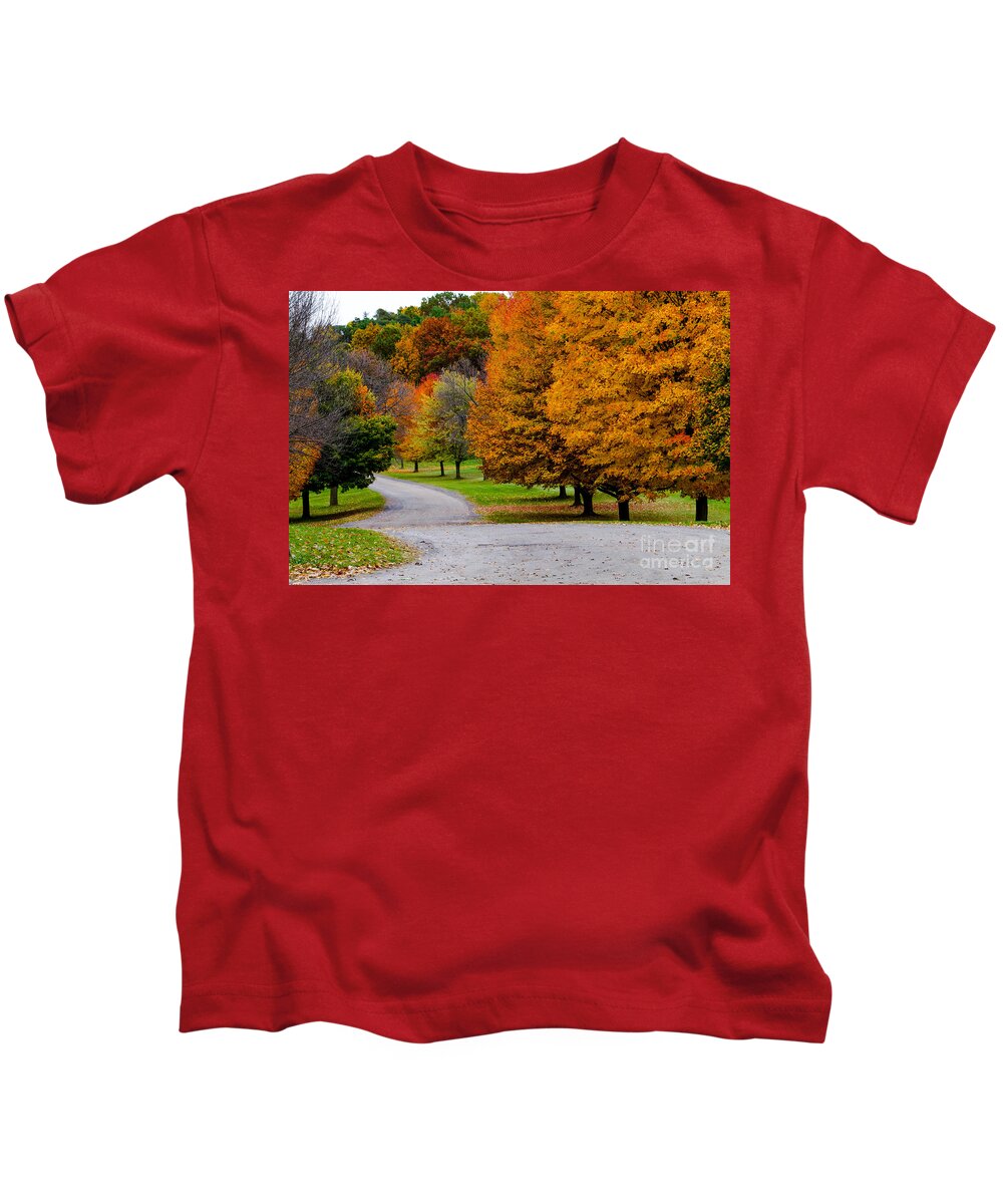 Mendon Ponds Kids T-Shirt featuring the photograph Winding Road by William Norton