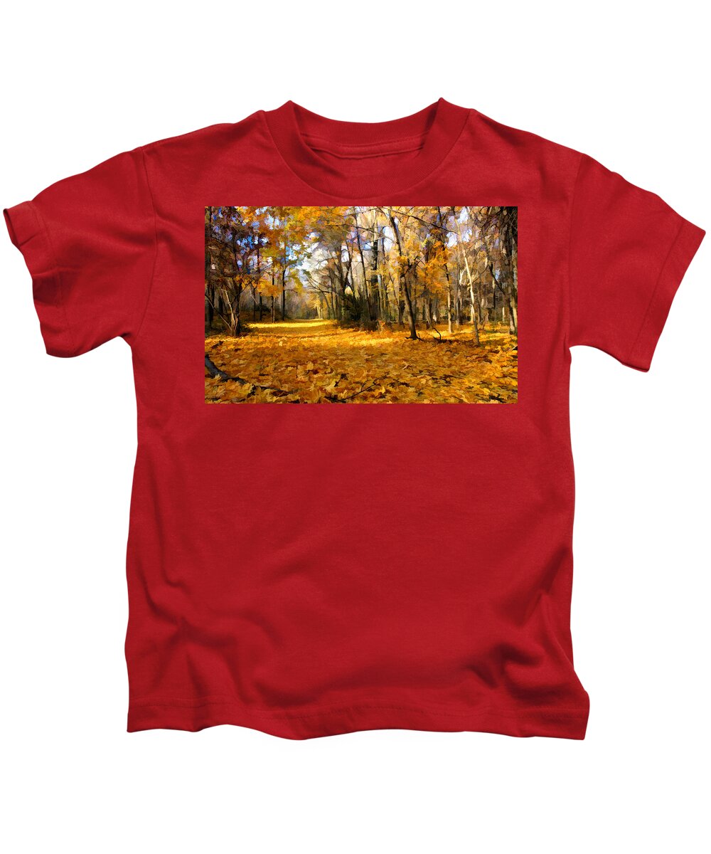 Bucks County Kids T-Shirt featuring the photograph Yellow Leaf Road by William Jobes