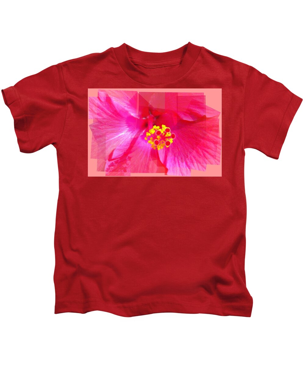 Abstract Kids T-Shirt featuring the photograph Fragmented Hibiscus Flower by Megan Ford-Miller