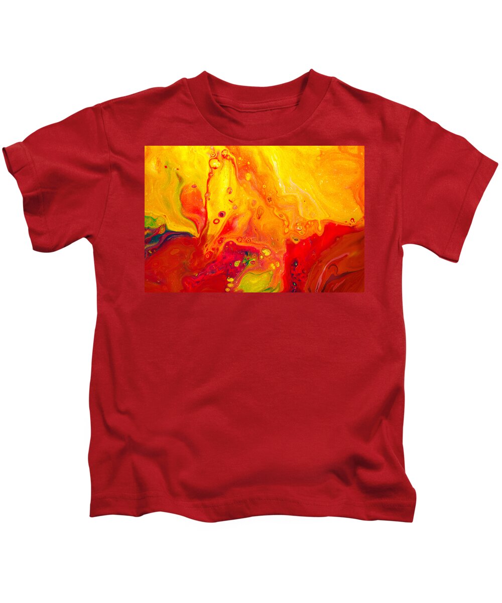 Abstract Kids T-Shirt featuring the painting Melancholy - Abstract Warm Mixed Media Painting by Modern Abstract
