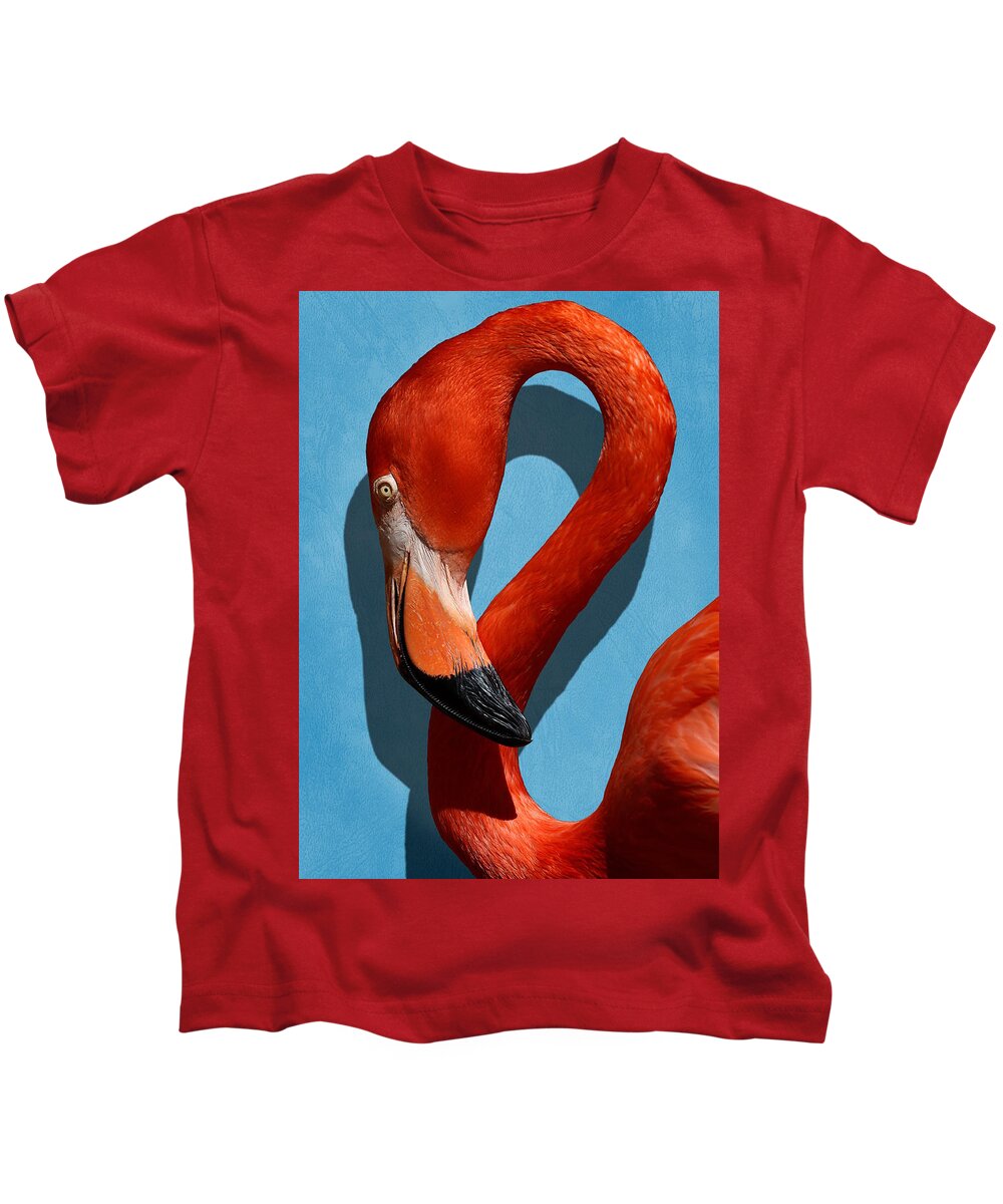 American Flamingo Kids T-Shirt featuring the photograph Curves, A Head #1 by Debi Dalio