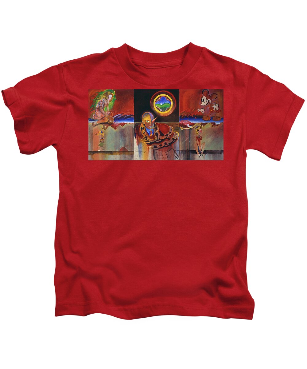 Secret Identity Kids T-Shirt featuring the painting I Saw The figure Five In Gold #1 by Charles Stuart