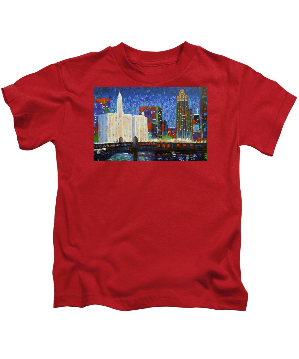 Chicago Kids T-Shirt featuring the painting Queen and King of Michigan Avenue by J Loren Reedy