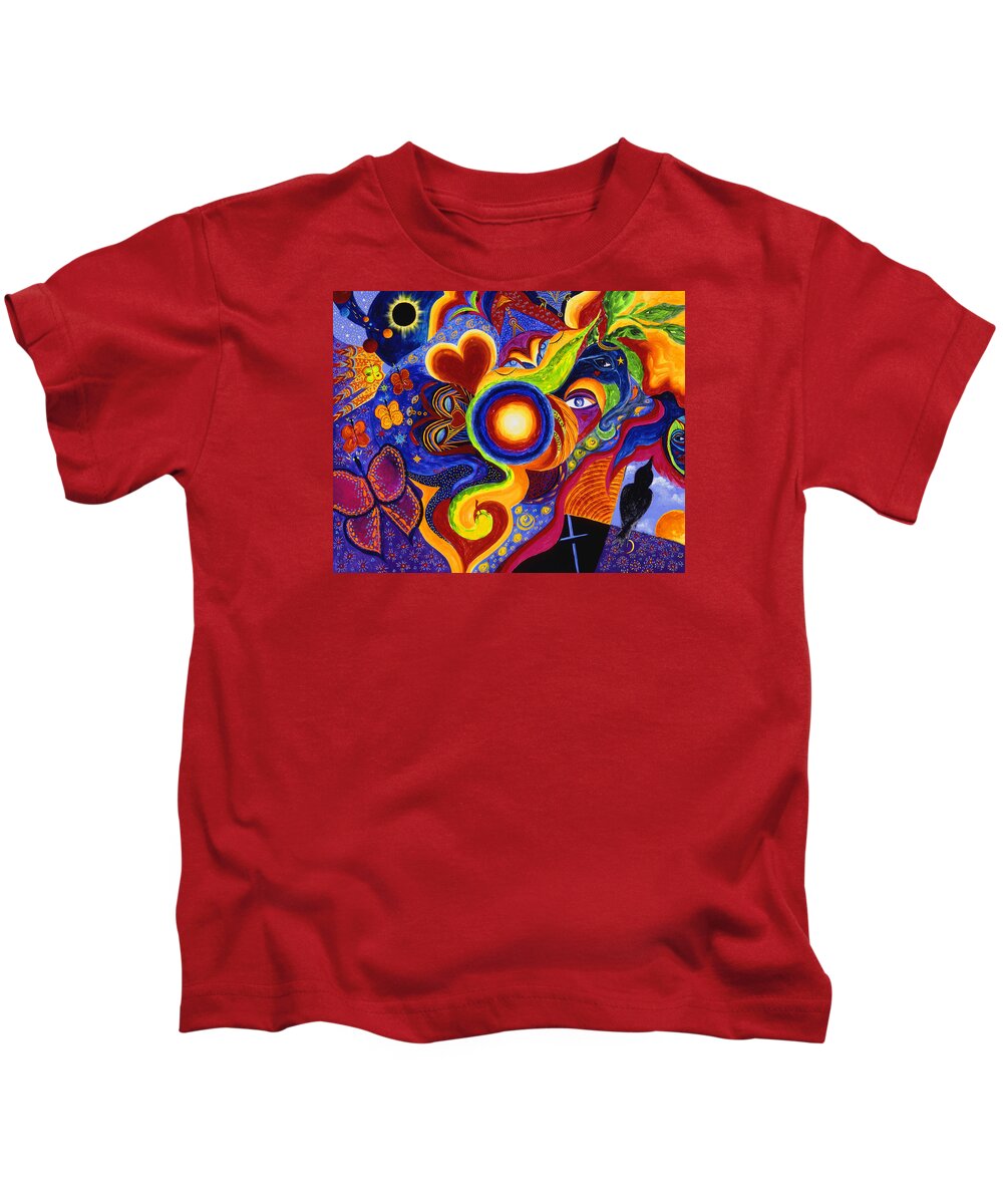 Abstract Kids T-Shirt featuring the painting Magical Eclipse by Marina Petro