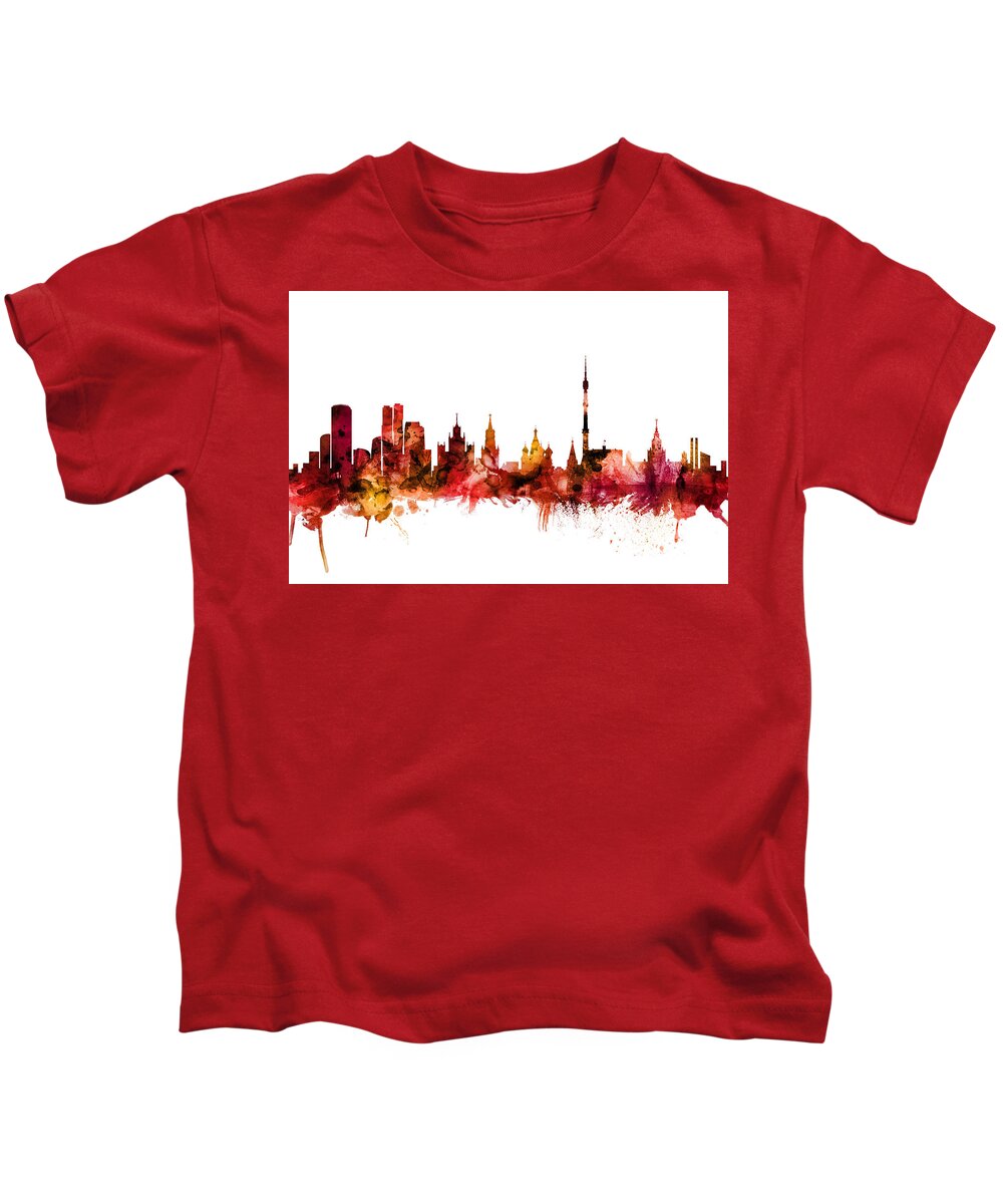 Moscow Kids T-Shirt featuring the digital art Moscow Russia Skyline #6 by Michael Tompsett