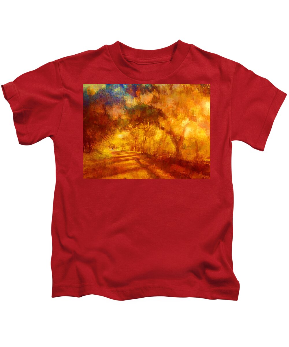 Landscape Kids T-Shirt featuring the photograph A golden day by Suzy Norris