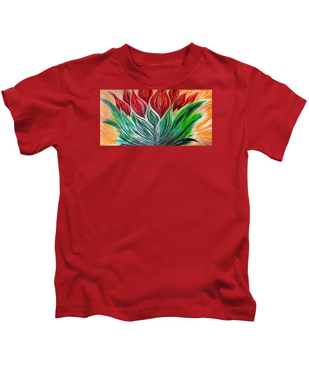 Abstract Kids T-Shirt featuring the painting Abstract Lotus by Michelle Pier