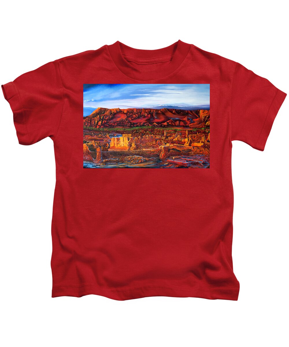 Landscape Kids T-Shirt featuring the painting Ancient City by Terry R MacDonald