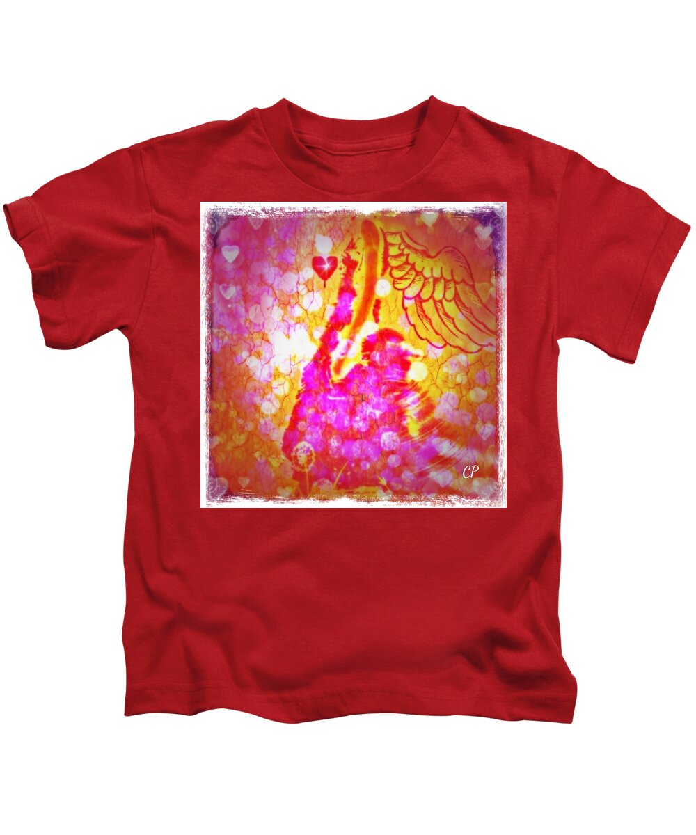  Kids T-Shirt featuring the mixed media Angel Stroll by Christine Paris