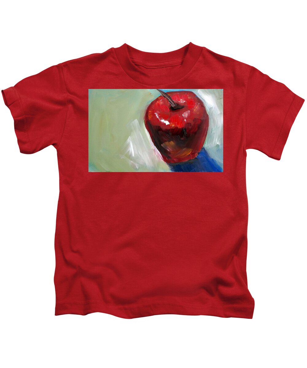 Apple Kids T-Shirt featuring the painting Apple by Katy Hawk