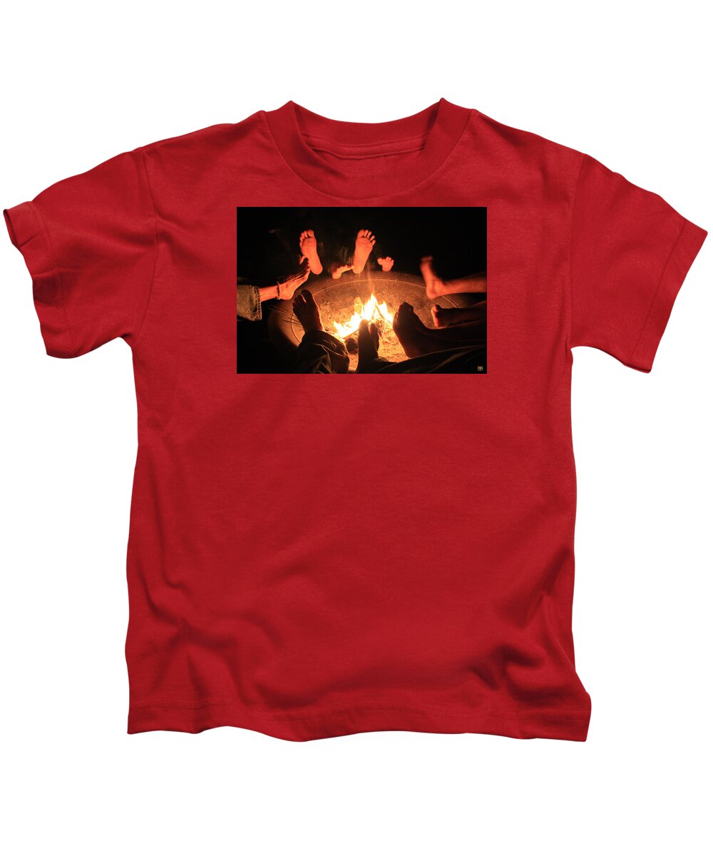 Fire Kids T-Shirt featuring the photograph Around the fireplace by John Meader
