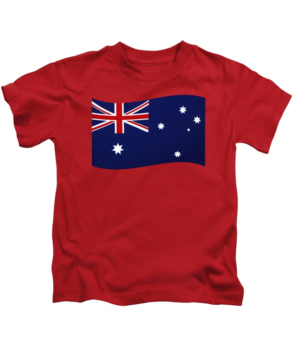 Photography Kids T-Shirt featuring the photograph Australian Flag Waving PNG by Kaye Menner by Kaye Menner