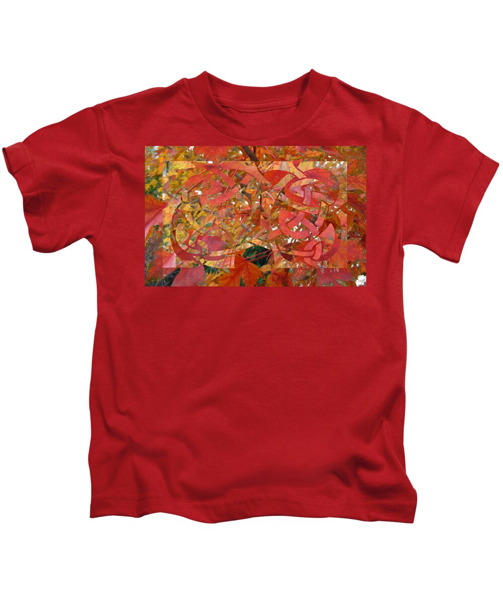 Orange Kids T-Shirt featuring the digital art Autumnal Celtic Celebration 2 by Laura Davis