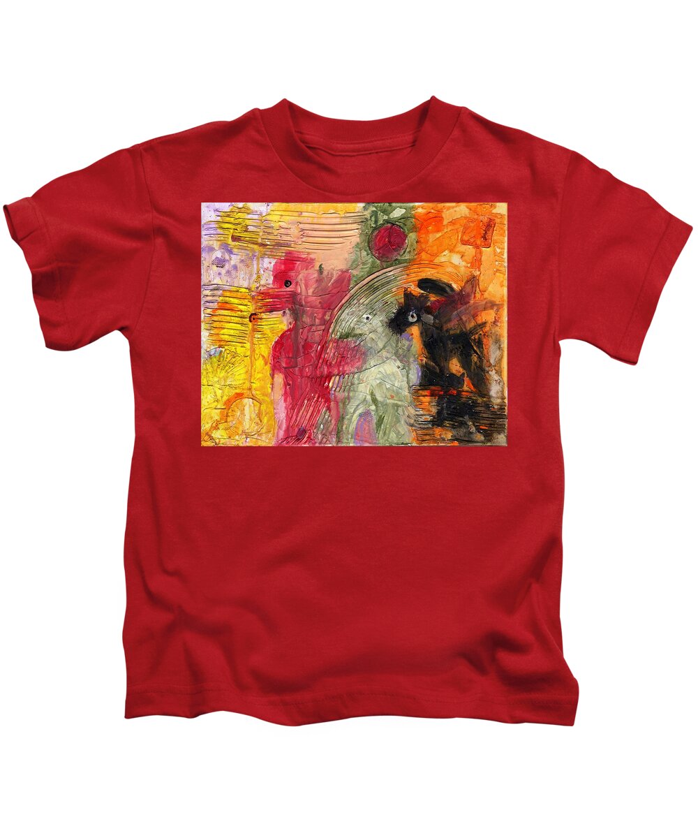 Apocalypse. Abstract Kids T-Shirt featuring the painting Avoiding the Apocalypse by Phil Strang