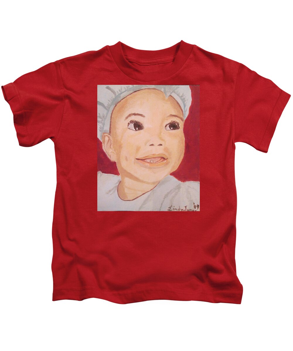 Cute Kids T-Shirt featuring the painting Baby Oisin by Jennylynd James