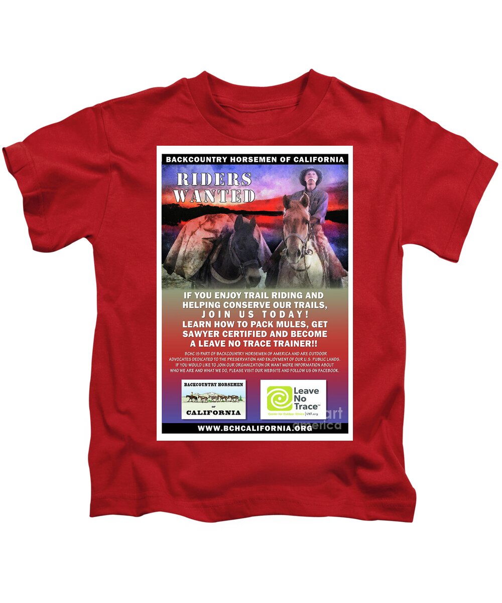 Bchc Kids T-Shirt featuring the digital art Backcountry Horsemen Join Us Poster II by Rhonda Strickland
