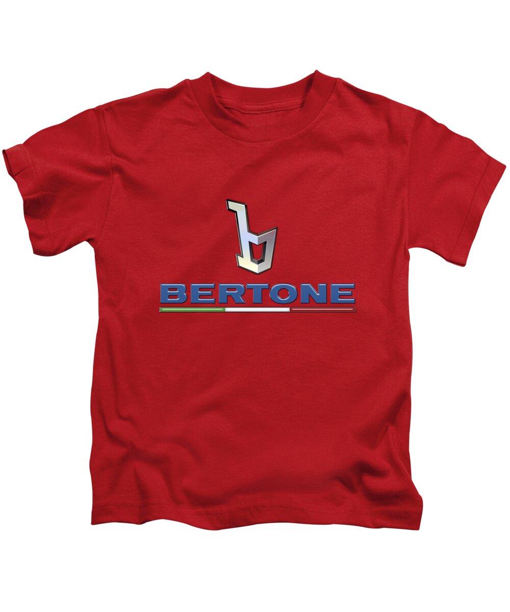 �wheels Of Fortune� Collection By Serge Averbukh Kids T-Shirt featuring the photograph Bertone 3 D Badge on Red by Serge Averbukh