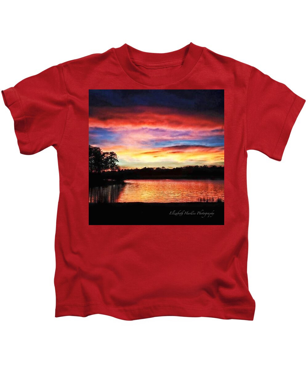  Kids T-Shirt featuring the photograph Big Lake Sunset by Elizabeth Harllee