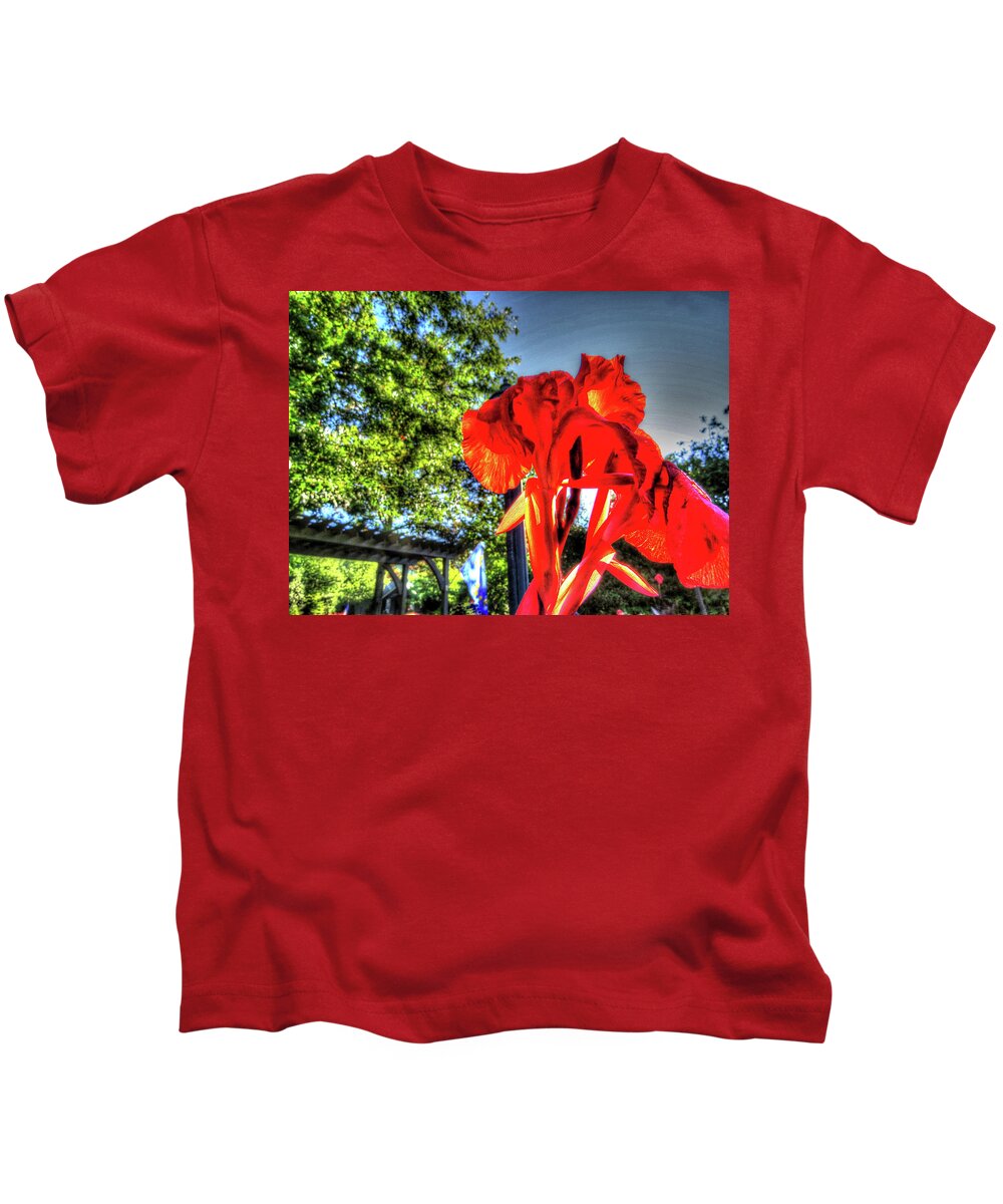 Flowers Kids T-Shirt featuring the digital art Big Red by Kathleen Illes
