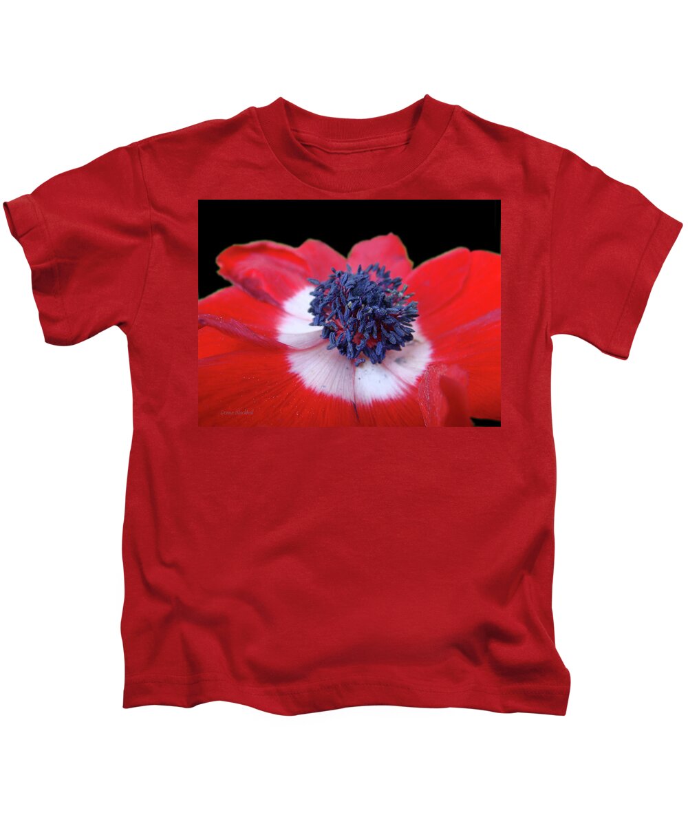 Red Flower Kids T-Shirt featuring the photograph Blossoming Freedom by Donna Blackhall