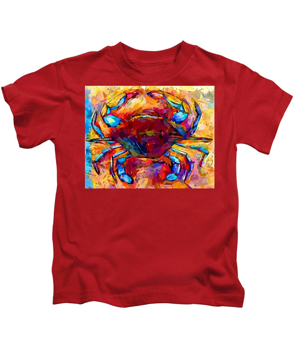 Seafood Kids T-Shirt featuring the painting Blue Crab by Chris Butler