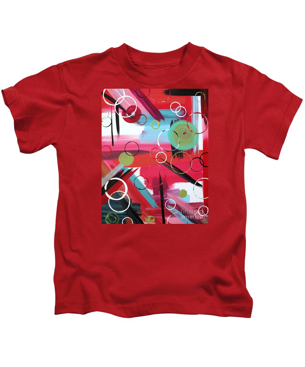 Red Geometric Kids T-Shirt featuring the painting Bold Whimsy by Jilian Cramb - AMothersFineArt