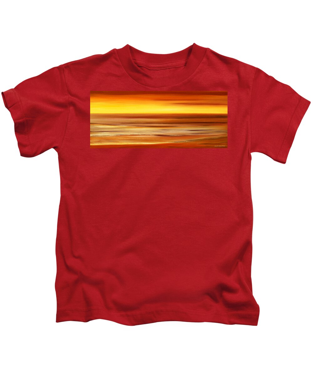 Sunset Paintings Kids T-Shirt featuring the painting Brushed 3 by Gina De Gorna