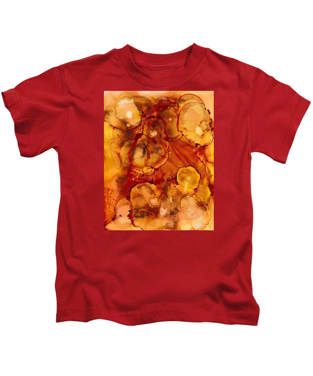 Abstract Kids T-Shirt featuring the painting Burled Wood by Louise Adams