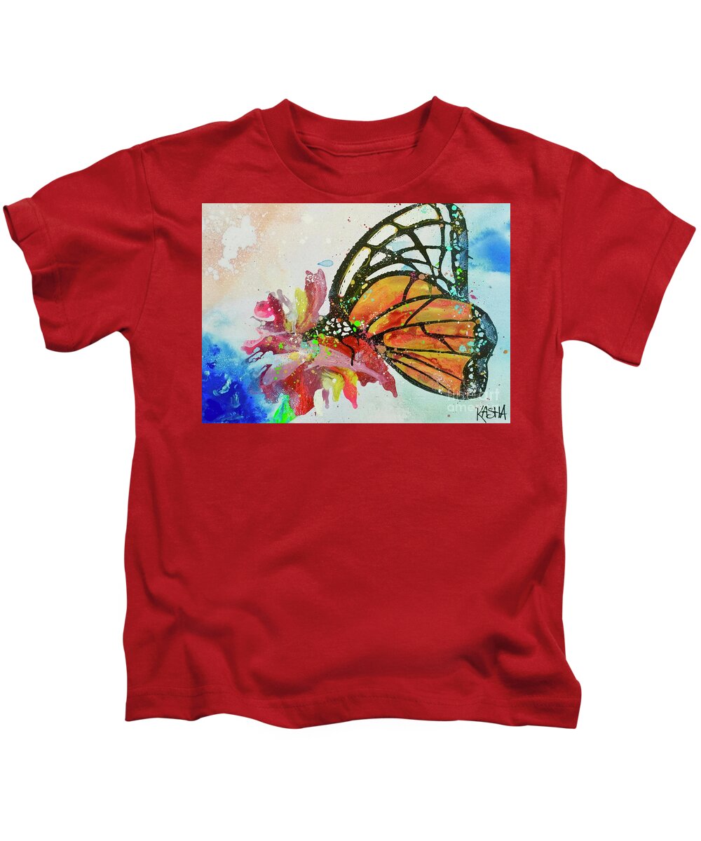 Butterfly Kids T-Shirt featuring the painting Butterfly by Kasha Ritter