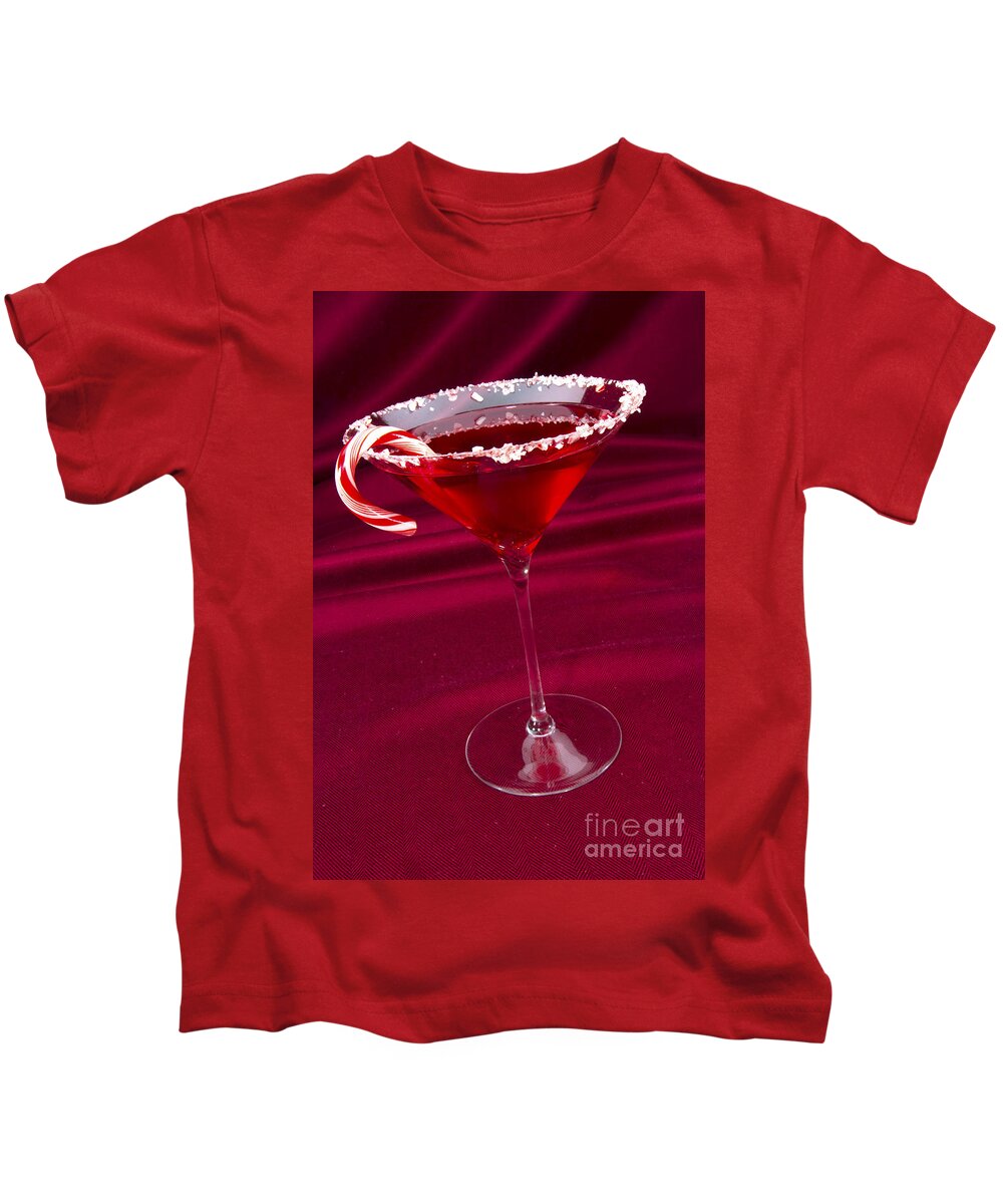 Beverage Kids T-Shirt featuring the photograph Candy Cane Martini by Karen Foley