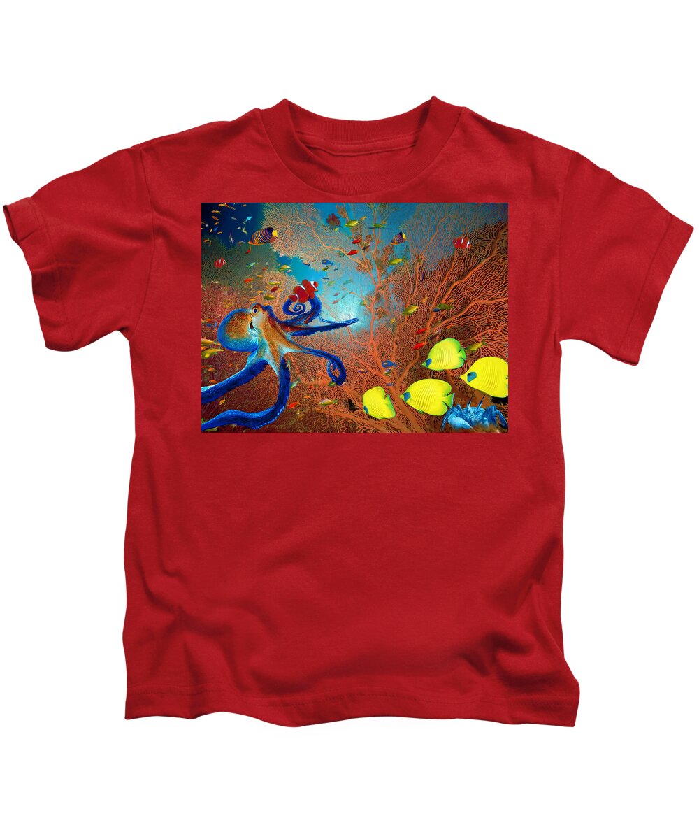 Coral Reef Kids T-Shirt featuring the digital art Caribbean Coral Reef by Sandra Selle Rodriguez