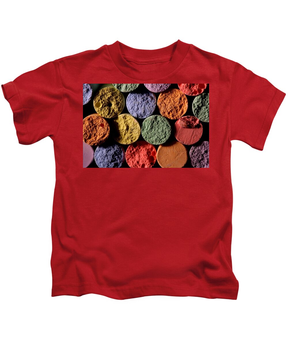 Chalk Circles Wall Colours Color Kids T-Shirt featuring the photograph Chalk Wall #1 by Ian Sanders