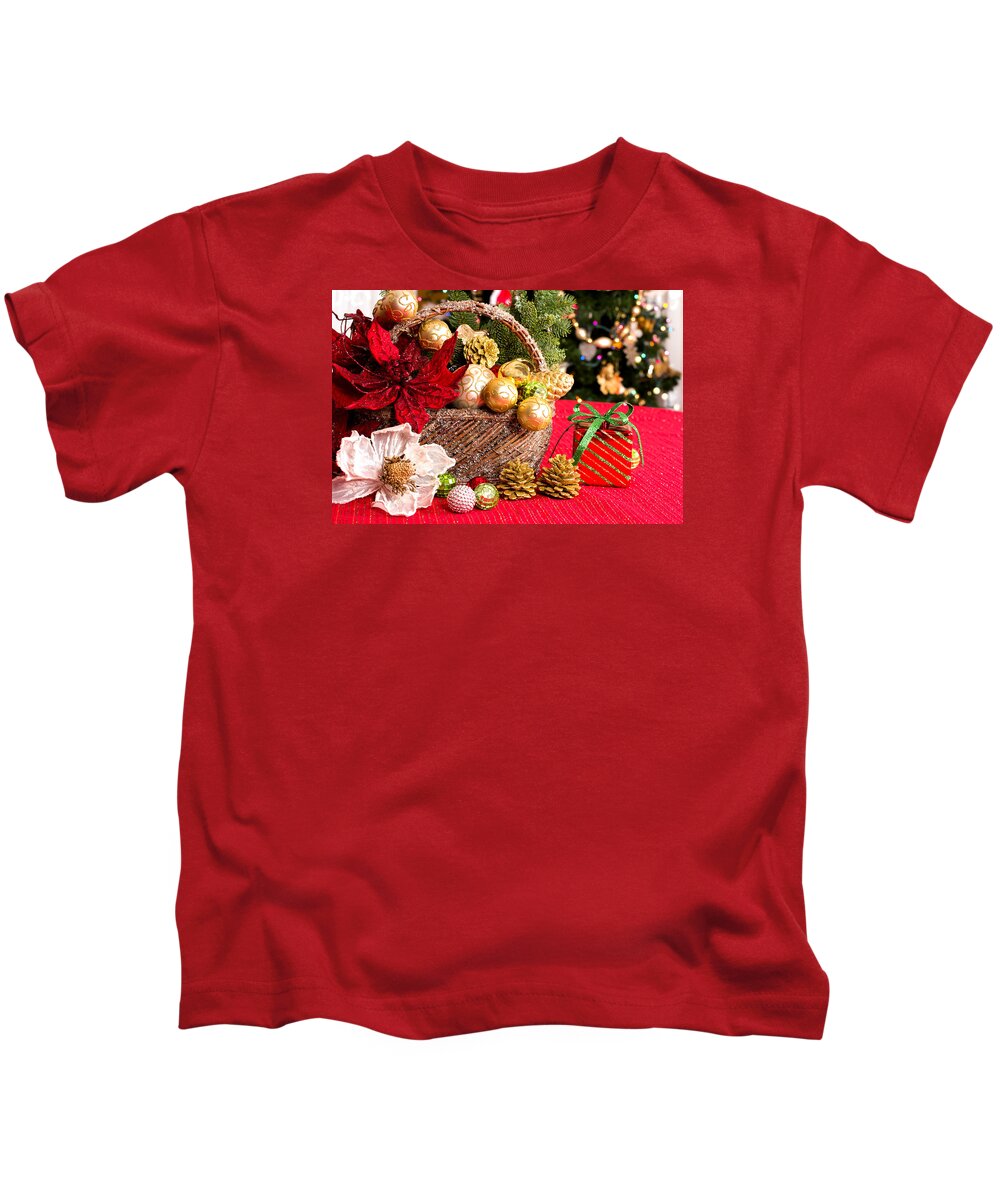 Merry Christmas Kids T-Shirt featuring the mixed media Christmas Greetings by Marina Kojukhova