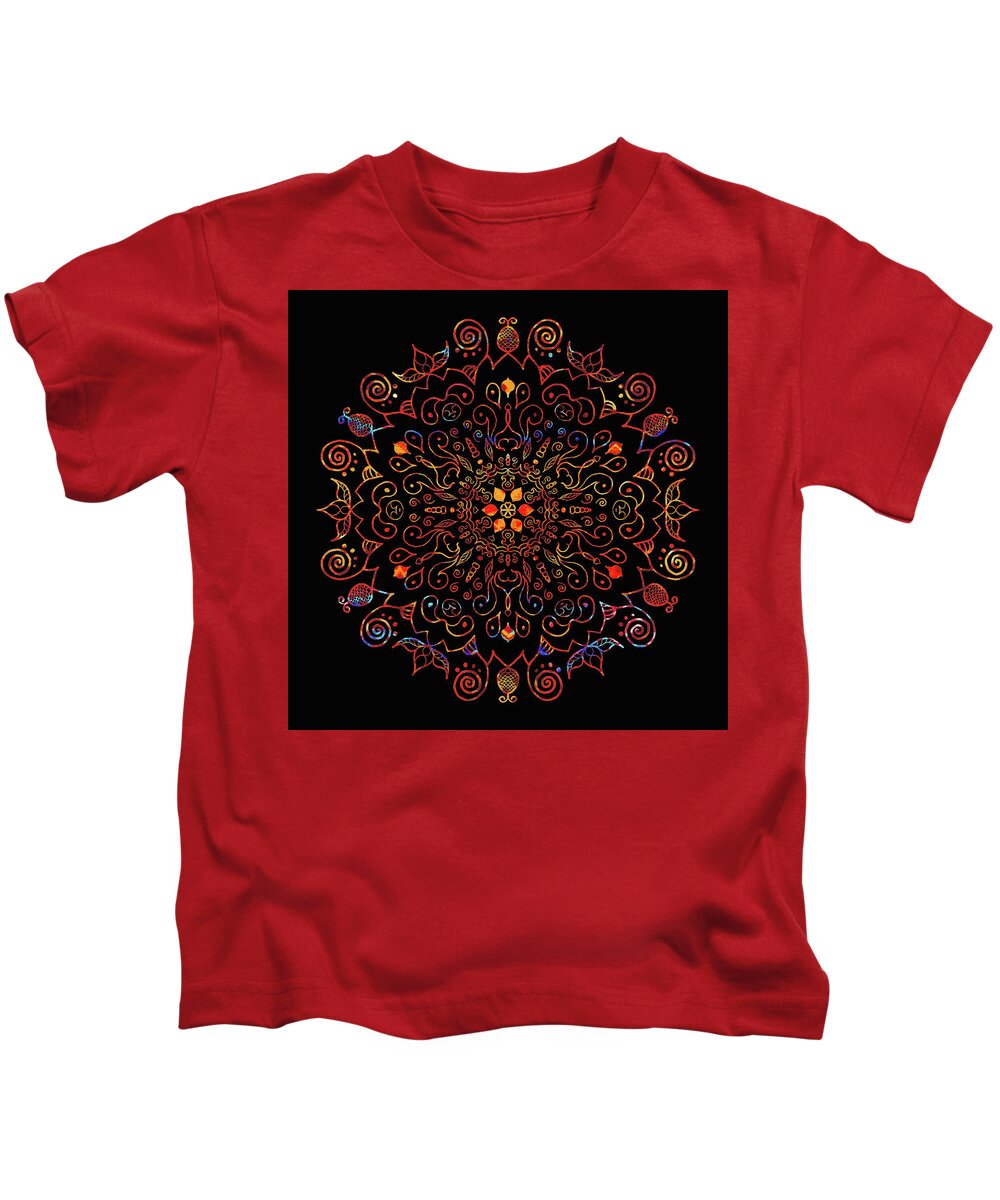 Colorful Mandala Kids T-Shirt featuring the digital art Colorful Mandala with Black by Patricia Lintner