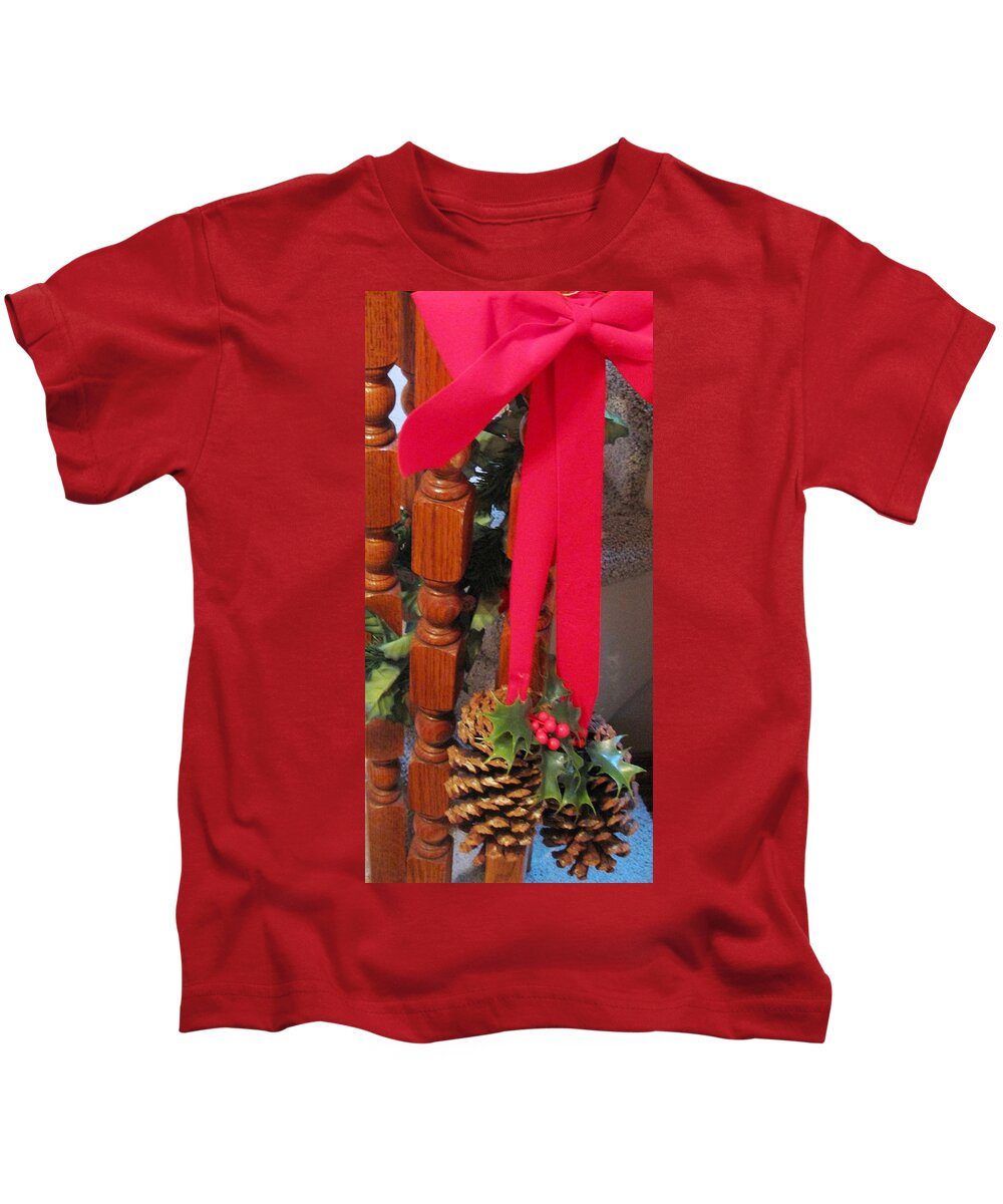 Pine Cones Kids T-Shirt featuring the photograph Cones and Bows by Ian MacDonald