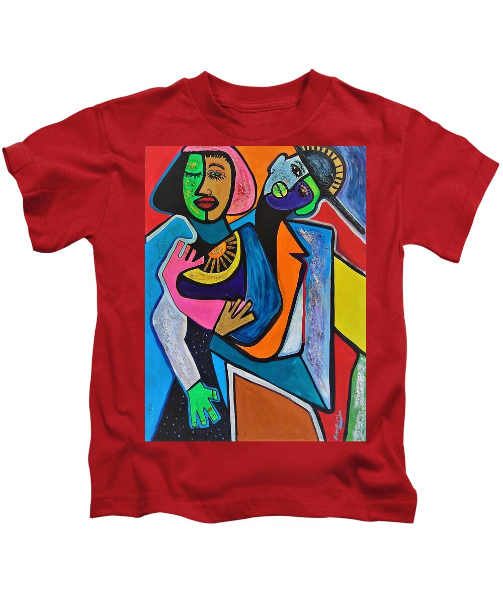 Black Contemporary Art Kids T-Shirt featuring the painting Contemporary by Emery Franklin