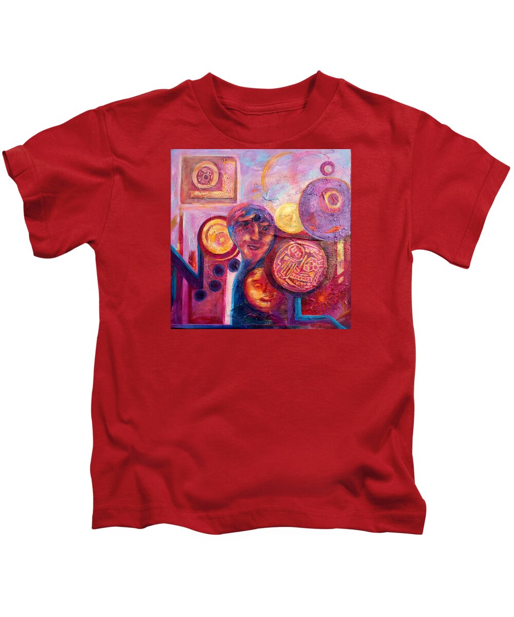 Life's Cycles Kids T-Shirt featuring the painting Cycles by Naomi Gerrard