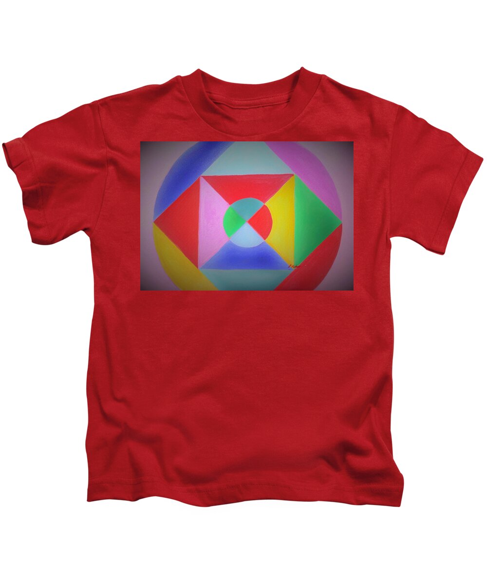 Abstract Kids T-Shirt featuring the painting Design number one by Denise F Fulmer