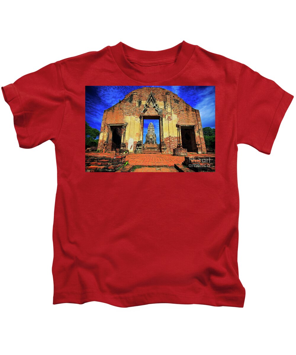 Ayuthaya Kids T-Shirt featuring the photograph Doorway to Wat Ratburana in Ayutthaya, Thailand by Sam Antonio