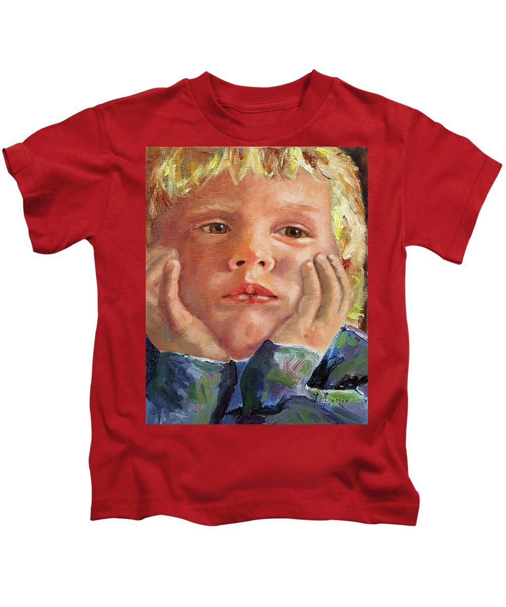 People Kids T-Shirt featuring the painting Dreamer by Janet Garcia