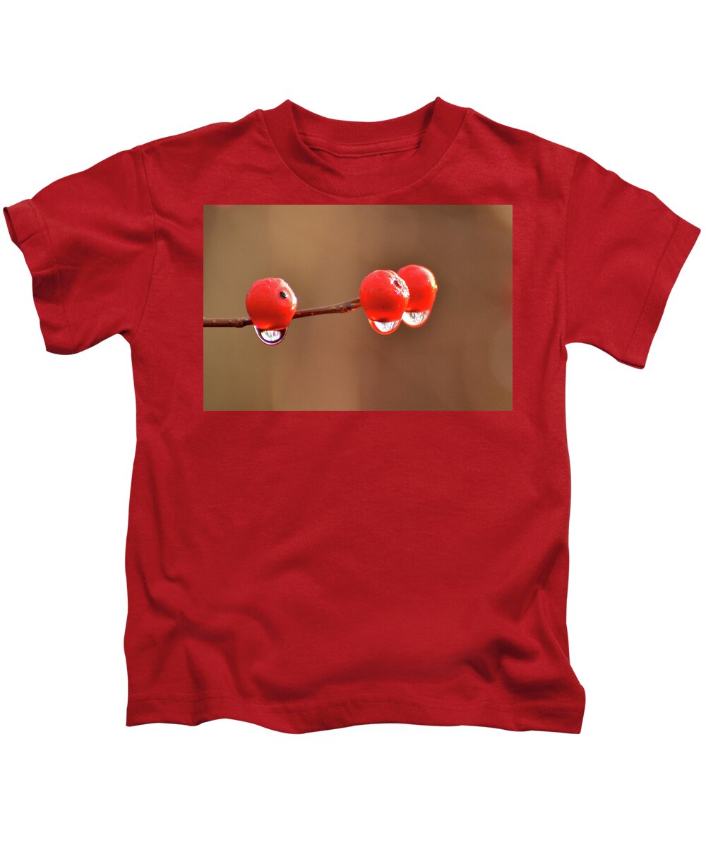 Droplets Kids T-Shirt featuring the photograph Droplets by Nancy Landry