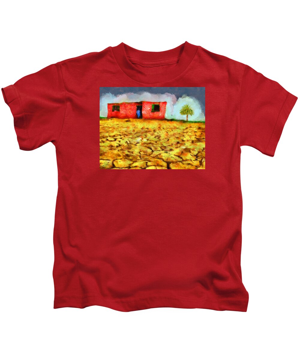 Dry Land Kids T-Shirt featuring the painting Dry land by George Rossidis